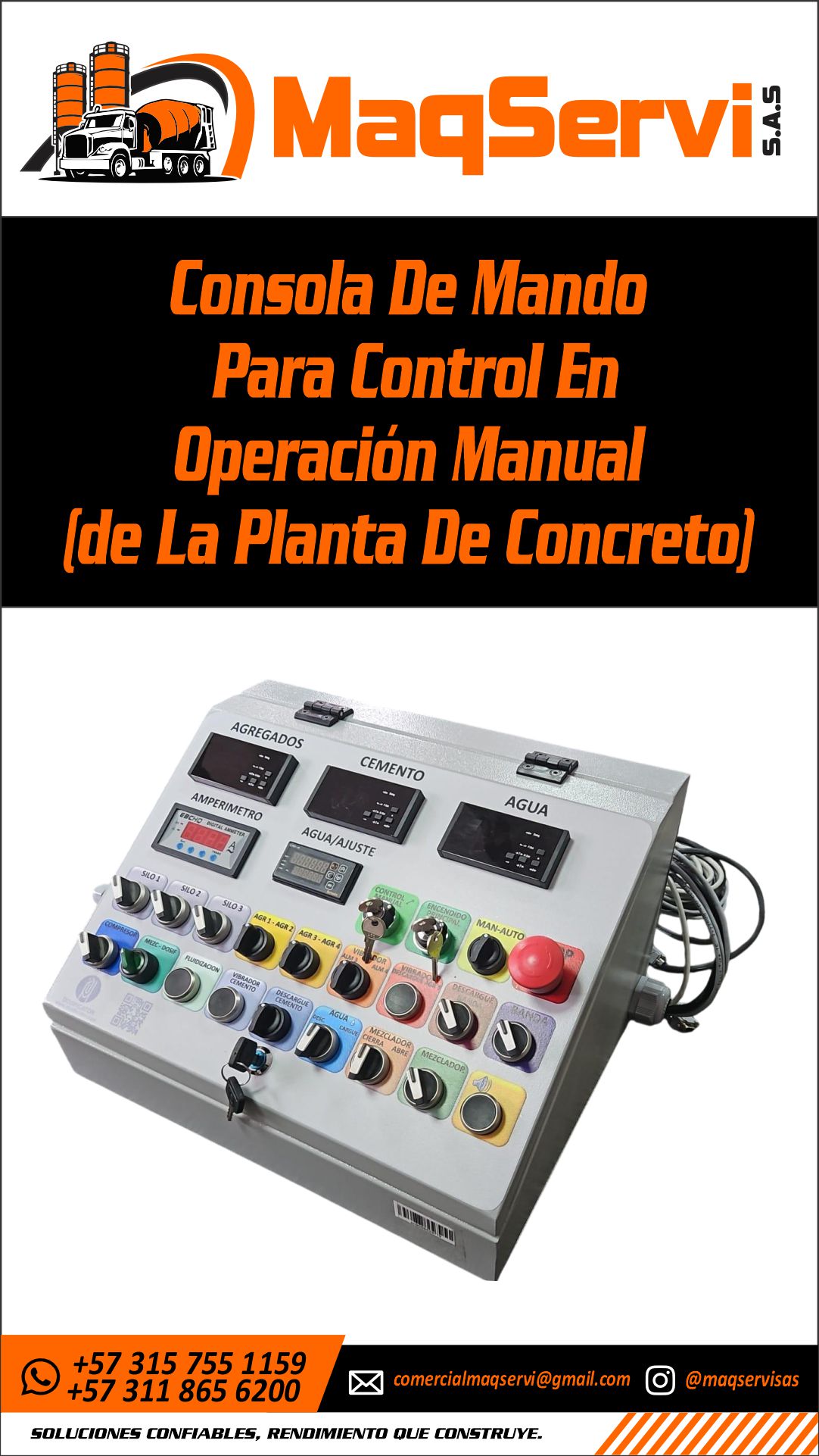 Consola de Mando para Operación Manual de Planta de Concreto